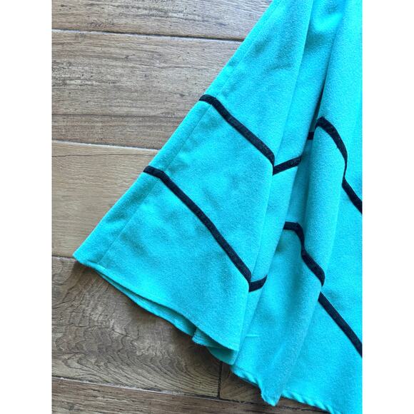 Collectif Milla Teal Chevron Black Velvet Stripe Knee Length Swing Skirt Size XS - Picture 3 of 8